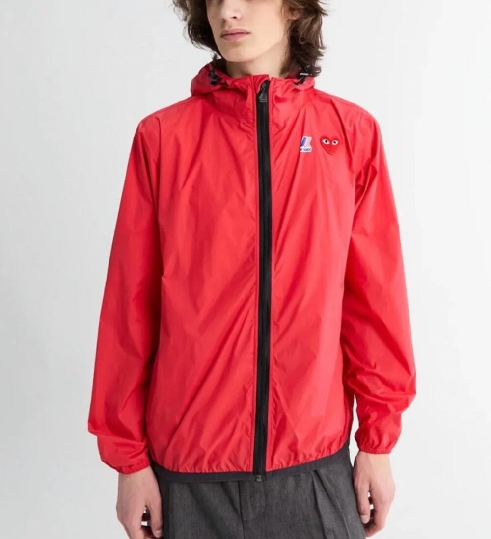 K-Way x Comme Des Garcons Red Windbreaker Jacket NWT Size S